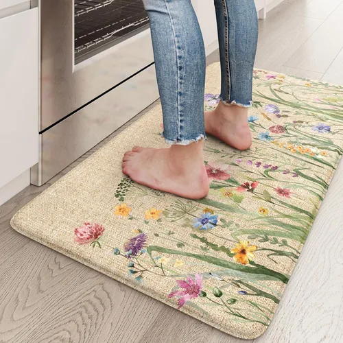Miniatura 23 de KIMODE Tapete antifatiga para suelo de cocina, semicírculo de 18 x 28 pulgadas, de espuma viscoelástica, acolchado, antideslizante, tapetes cómodos