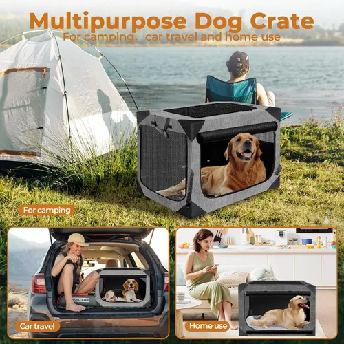 Miniatura 4 de Nottia Jaula para perros, plegable y suave para perros grandes (3 años de garantía), para interiores y exteriores, portátil, con ventana de malla a
