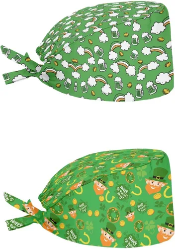 Miniatura 33 de Babrukda Paquete de 2 gorras con banda para el sudor ajustable con lazo en la espalda, gorro divertido