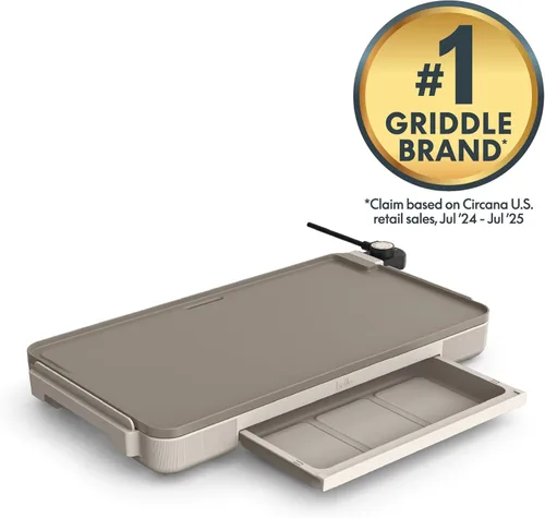 Miniatura 2 de bella Plancha eléctrica de 12 x 22 pulgadas con bandeja de calentamiento, revestimiento antiadherente de cerámica EverGood™ y sonda de temperatura