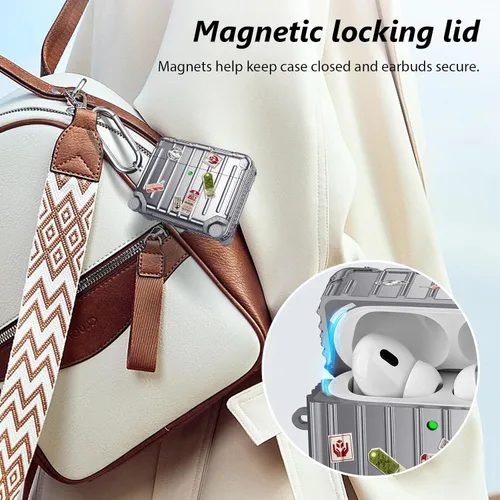 Miniatura 7 de Filoto Funda compatible con AirPods Pro 3, bonito diseño de maleta de moda para AirPods Pro de tercera generación, funda rígida protectora a prueba