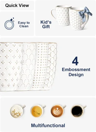 Miniatura 5 de LE TAUCI Tazas de café de 6 onzas, taza Demitasse de cerámica, tazas de café pequeñas para doble chupo, café con leche, capuchino, lungo, tazas