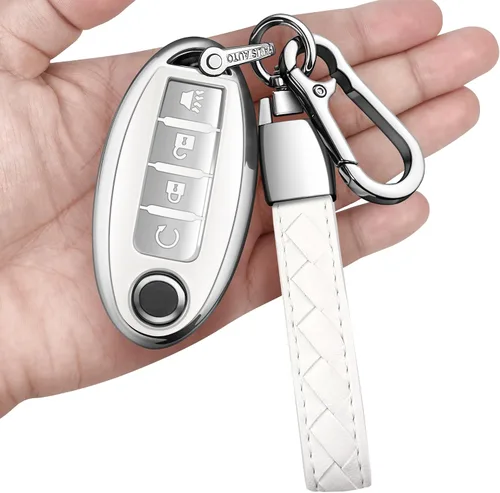 Miniatura 22 de Compatible con Nissan Funda para Llavero con Llavero de Cuero, Funda de Carcasa de Llave de TPU Suave Compatible con Llave Remota Inteligente