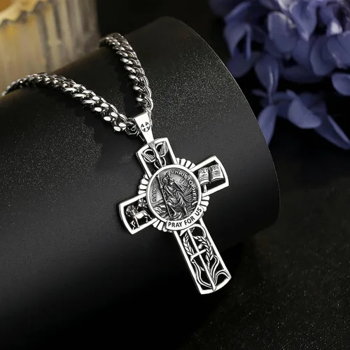 Miniatura 148 de CELESTIA Medallas de plata de ley 925 San Miguel/San Cristóbal/San Benito/San Gabriel/Virgen María/Jesús/Caravaca/Metatrón/Sello de los Siete
