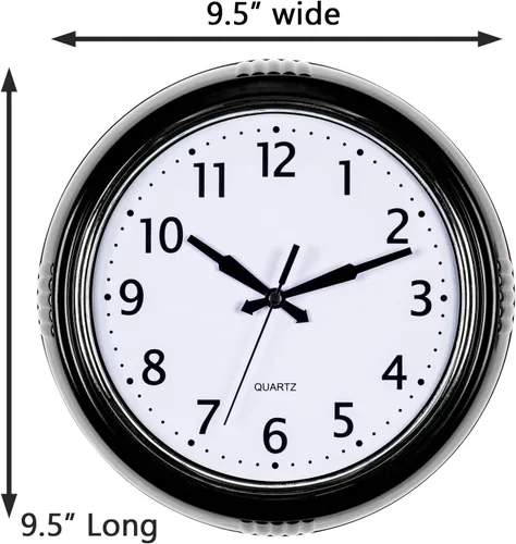 Miniatura 5 de Bernhard Products Reloj de pared negro, retro, silencioso, sin tictac, redondo de 9.5 pulgadas, funciona con pilas, cuarzo de calidad, fácil