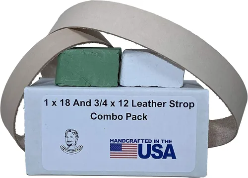 Leatherbeltman 3/4" x 12" y 1" x 18" Leather Strop Combo Pack – Compatible con Ken Onion Worksharp WSKTSKO y Ken Onion Blade Grinder Attachment