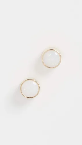 Miniatura 4 de Pendientes de tuerca con piedras preciosas de ópalo de oro de 14 quilates para mujer