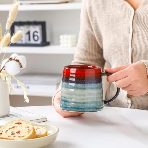Miniatura 6 de Taza de café grande de cerámica, tazas de cerámica hechas a mano, tazas de té con mango grande para oficina y hogar, 15.5 onzas, aptas para Tinta