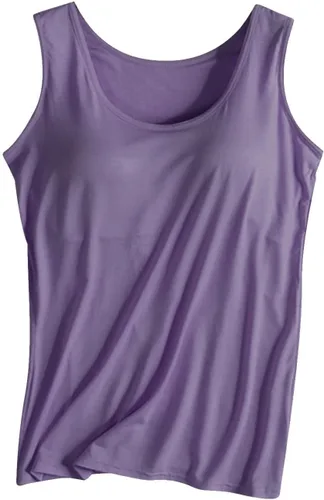 Miniatura 19 de Camiseta sin mangas con brasier integrado para mujer, sin mangas, correa ancha, ropa de dormir básica, para entrenamiento, yoga, camisola acolchada