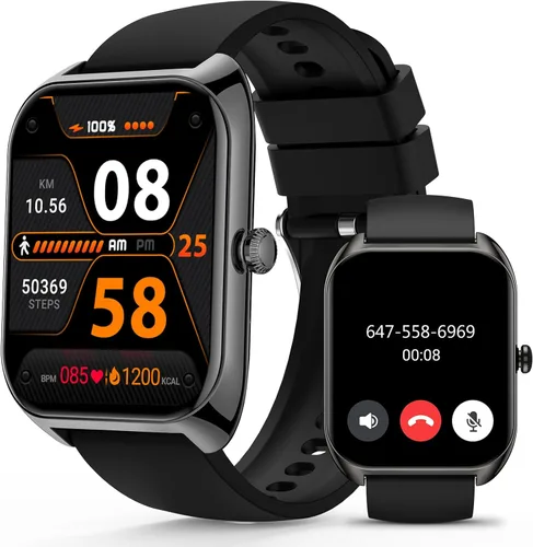 Reloj inteligente (respuesta/hacer llamadas) para hombres y mujeres, reloj inteligente de 2.02 pulgadas con oxígeno en sangre, presión arterial,