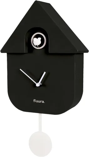 Miniatura 10 de Fisura - Reloj de pared de cuco a rayas azules y beige con esfera roja - Reloj de pared decorativo moderno, regalo único de decoración del hogar