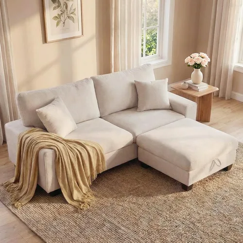 Miniatura 32 de DOPEDIO Sofá biplaza moderno para sala de estar, sillón reclinable de chenilla, funda extraíble, cojines de resorte, marco de madera maciza, fácil