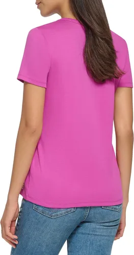 Miniatura 3 de Calvin Klein Camiseta casual de manga corta con cuello acanalado de 1 x 1 para mujer