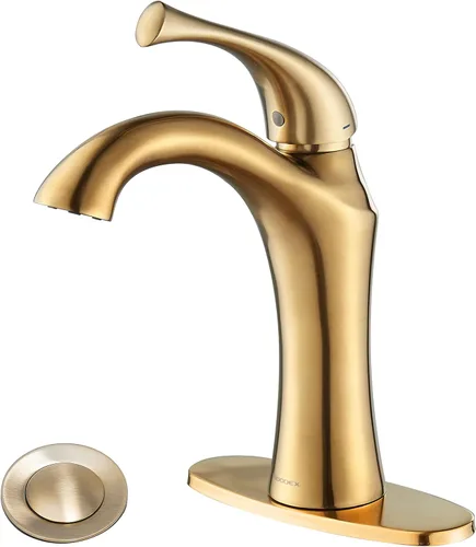 Miniatura 7 de Grifo de baño, grifo de lavabo de una sola manija, grifo de fregadero de baño de 1 o 3 agujeros con placa de drenaje emergente, color negro mate