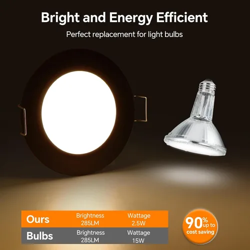 Miniatura 7 de Luces LED de 3 pulgadas de 12 V con interruptor integrado interior bicolor rojo de 12 voltios, luz de disco LED de aluminio completo regulable