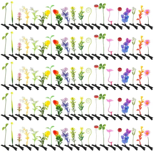 Miniatura 9 de Tigeen - 100 piezas de pinzas para el cabello con diseño de brotes de judías, divertidas horquillas de plantas, flores de césped, mariposas, hongos