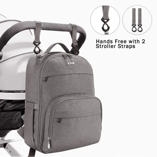 Miniatura 6 de Voova Mochila para pañales, mochila de viaje para bebé de gran capacidad para mamá y papá, bolsas de pañales de maternidad antiagua con cambiador