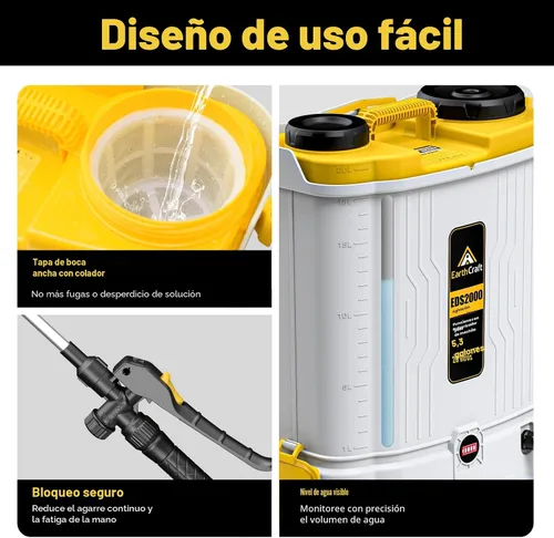 Miniatura 7 de Pulverizador de mochila a batería de 5.3 galones compatible con batería DeWalt de 20 V (no incluida), equipado con sistema de mezcla, rociador