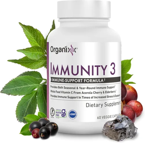 Miniatura 2 de Organixx Suplemento de apoyo inmunológico Immunity 3 – Vitamina C, zinc, saúco – Defensa inmunológica de alimentos integrales para adultos y niños