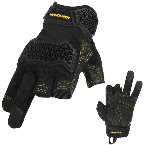 Miniatura 8 de AIGEVTURE Guantes de trabajo sin dedos para hombres, guantes de trabajo Framer, multiusos, ajuste de rendimiento, transpirables, duraderos