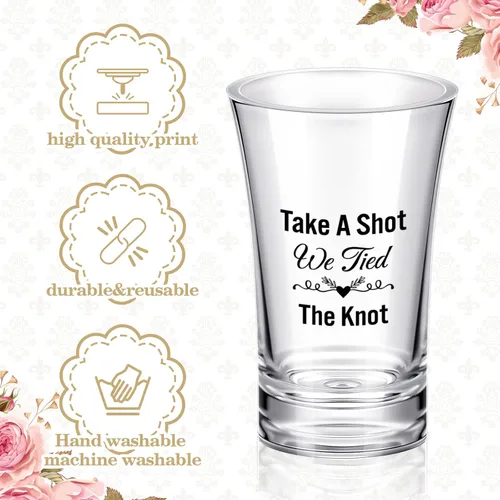 Miniatura 3 de Cunhill Paquete de 36 vasos Take a Shot We Tied the Knot Shot, juego de recuerdos de boda de 1.2 onzas, recuerdo de boda, acrílico divertido