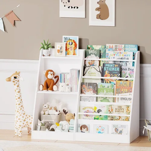 Miniatura 8 de Lkeiyay Estantería infantil de 5 niveles, estantería para bebés, almacenamiento de juguetes y libros para niños, estante de exhibición de libros