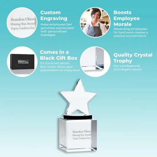 Miniatura 3 de Baudville Trofeo grabado - Premio de cristal - Mini en forma de estrella