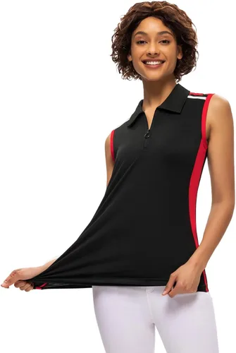 Miniatura 6 de JACK SMITH Polo de golf sin mangas para mujer con cuello con cremallera para mujer, secado rápido