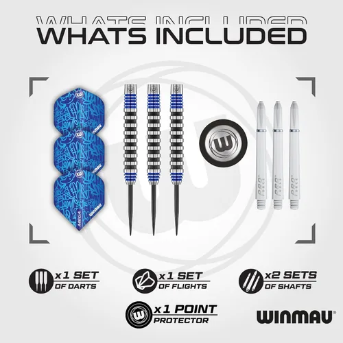 Miniatura 2 de Winmau Advance 500 Series - Juego de dardos de tungsteno con puntas de acero y ejes (tallos), disponible en azul y verde