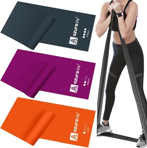 Miniatura 14 de A AZURELIFE - Bandas de resistencia profesionales largas sin látex, bandas elásticas para terapia física, yoga, pilates, rehabilitación