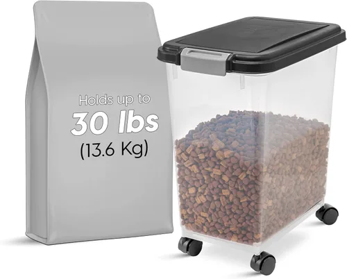 Miniatura 3 de IRIS USA Contenedor hermético de almacenamiento de alimentos para perros, hasta 30 libras, con ruedas, para almacenamiento de alimentos para perros
