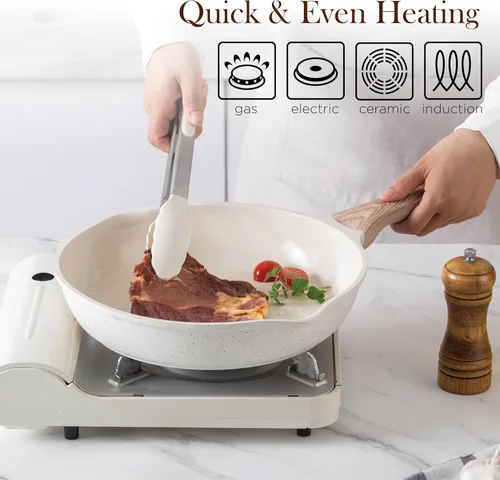 Miniatura 5 de Country Kitchen Juego de ollas y sartenes antiadherentes, juego de utensilios de cocina de aluminio fundido con utensilios, juego de cocina