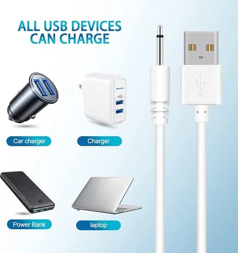 Miniatura 4 de Lamshaw Compatible con cargador Lush 3, cable de carga USB DC para entrenamiento de músculos inteligentes Lush 3 (blanco)