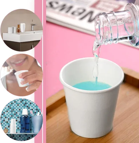 Miniatura 4 de Paquete de 50 vasos de papel blancos de 3 onzas, vasos desechables para el baño, vaso pequeño para enjuague bucal, vaso para aperitivos para agua
