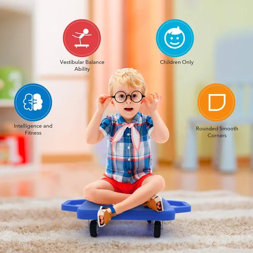 Miniatura 2 de Tabla de sentarse para niños con ruedas universales – Scooter de plástico de seguridad para niños de 6 a 12 años – Scooter deportivo manual con asas