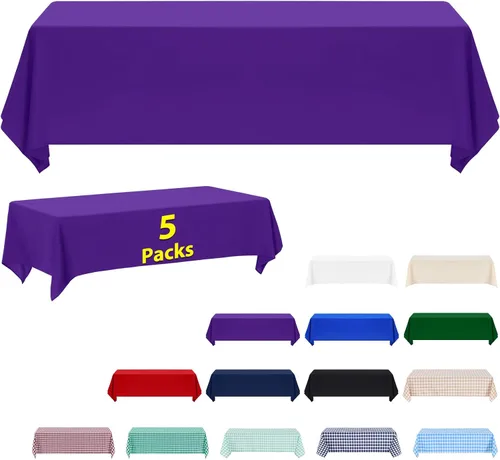 Miniatura 32 de ABCCANOPY Paquete de 3 manteles rectangulares de poliéster de 60 x 84 pulgadas, para interiores y exteriores, resistentes a las manchas, lavable
