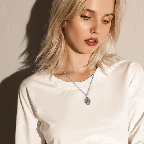 Miniatura 423 de Collar con colgante de plata de ley 925 con medalla de San Patrón, joyería religiosa para hombres y mujeres, con cadena de acero inoxidable 316L