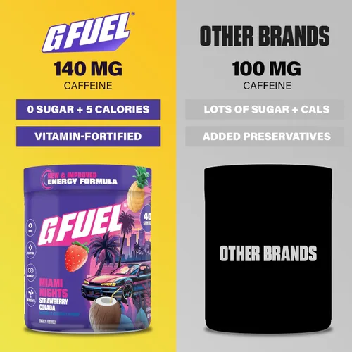 Miniatura 4 de G Fuel Miami Nights 2.0 - Bebida energética en polvo, mezcla de cafeína preentrenamiento para juegos, amino de enfoque sin azúcar, vitamina +