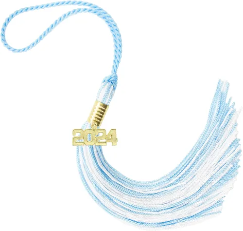 Miniatura 123 de Borla de graduación Aqua 2022, todos los colores escolares disponibles, fabricada en Estados Unidos