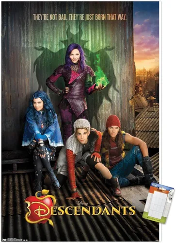 Miniatura 12 de Disney Descendants - Póster de pared de Key Art, 22.4 pulgadas de largo x 14.7 pulgadas de ancho, versión enmarcada de madera de granero