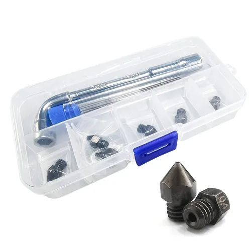 Miniatura 21 de MK8 Boquillas 25 piezas de extrusoras de impresora 3D de 0.016 in, boquillas de latón CR-10 Boquilla con herramientas de bricolaje y una caja