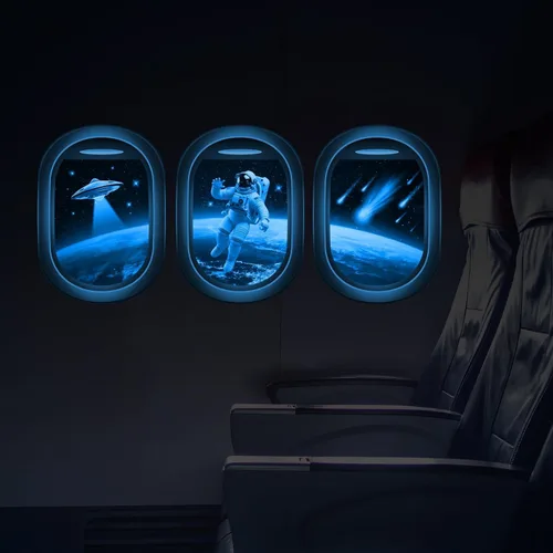 Miniatura 20 de Quanhaigou Calcomanías de luna que brillan en la oscuridad para pared o techo – Calcomanías de pared de luna grande luminosas verdes decoración