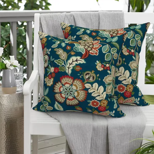 Miniatura 245 de Juego de 2 almohadas para exteriores de 16 x 16 pulgadas, repelentes al agua con interiores, para muebles de patio, hogar, jardín, geometría bohemia