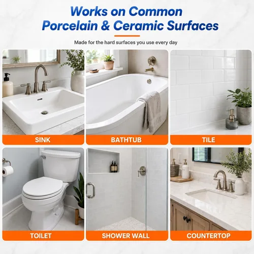 Miniatura 7 de Kit de reparación de porcelana blanco, kit de reparación de astillas y grietas de fregadero y azulejos de alto brillo para reparar rápidamente