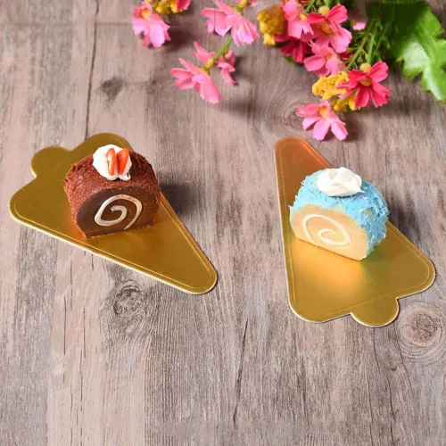 Miniatura 4 de HANSGO Bases triangulares para tartas, 100 piezas de mini tablero de pastel de mousse, cartones para postres, bandejas de exhibición de postres