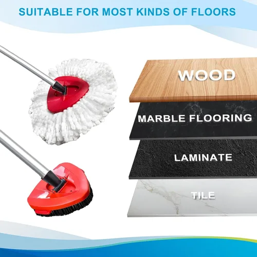 Miniatura 7 de Cabezal de trapeador giratorio y cepillo de repuesto para O Cedar EasyWring 1 tanque, color blanco 4 Microfiber Mop Refills, 1 Scrub Brush, 1