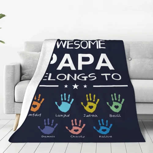 Miniatura 23 de Manta personalizada para papá con nombres de niños de 1 a 10 años, manta con texto en inglés "Thank You for Being The Best Dad Ever", para el Día