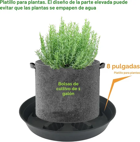Miniatura 4 de Paquete de 4 platillos para plantas de 8 pulgadas, 10, 12, 14, 17 pulgadas, soporte para plantas de plástico para interiores y exteriores, bandejas
