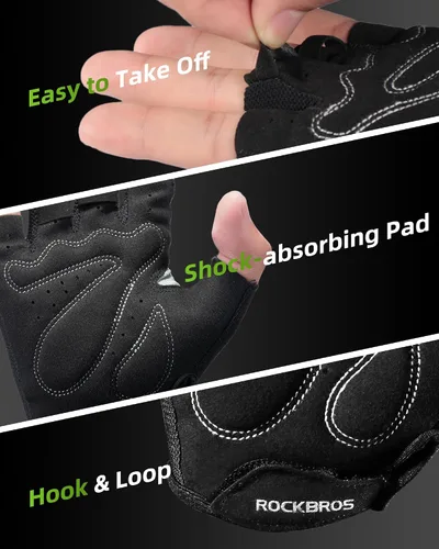 Miniatura 7 de ROCKBROS Guantes de ciclismo para hombres y mujeres - Guantes de bicicleta transpirables - Guantes de medio dedo para ciclismo diario