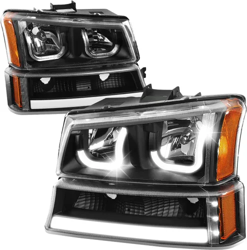 Miniatura 11 de Auto Dynasty Conjunto de faros LED DRL compatible con Chevy Avalanche Silverado 1500-3500 2003-2007, repuesto de faros delanteros laterales